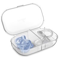 Nuvita, Zestaw 2 smoczków ortodontycznych w praktycznym pudełku niebieski + transparentny