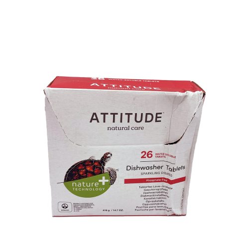 Attitude NATURE+, PROMOCJA 50%, Naturalne tabletki do zmywarki, 26 szt., ZGNIECIONE OPAKOWANIE