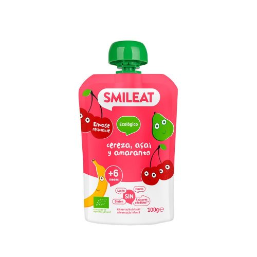 Smileat, BIO Mus z ekologicznymi wiśniami, acai i amarantem 8+, 100g