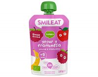 Smileat, BIO Mus z ekologicznymi malinami i jogurtem, 100g