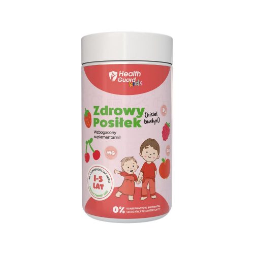 Health Guard Kids: Zdrowy Posiłek - wzbogacony suplementami - TRUSKAWKA, 500g, kisiel/budyń, (skład: KUZU, SUPERFOODS, WITAMINA D3, MAGNEZ, CYNK)