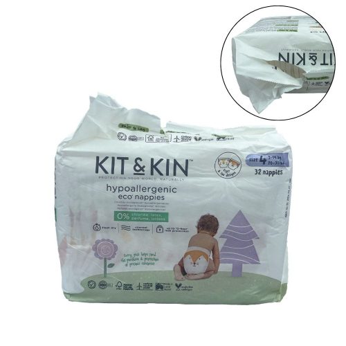 Kit and Kin, PROMOCJA 50%, Pieluszki Jednorazowe 4 Maxi Plus (9-14kg), Fox/Tiger, 32 szt.., ROZDARTE OPAKOWANIE