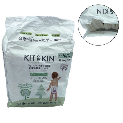 Kit and Kin, PROMOCJA 50%, Pieluchomajtki Nappy Pants 4 (9-15kg), Hippo/Leopard, 22 szt., OTWARTY ZGRZEW